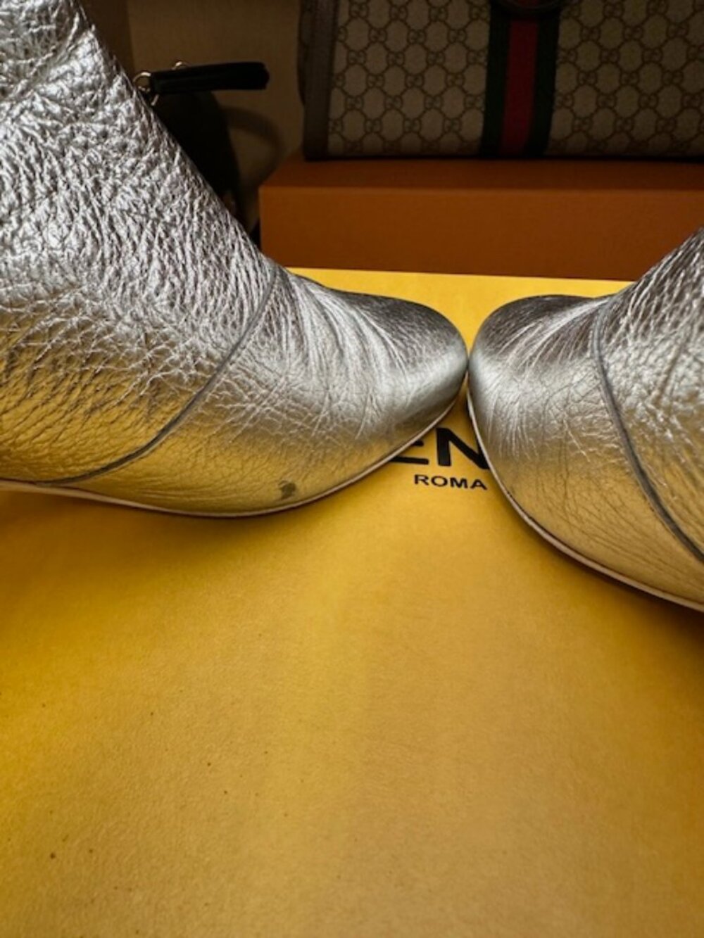 Fendi Silver Size 38 Leather Ankle Chelsea Boots - Picture 9 of 10